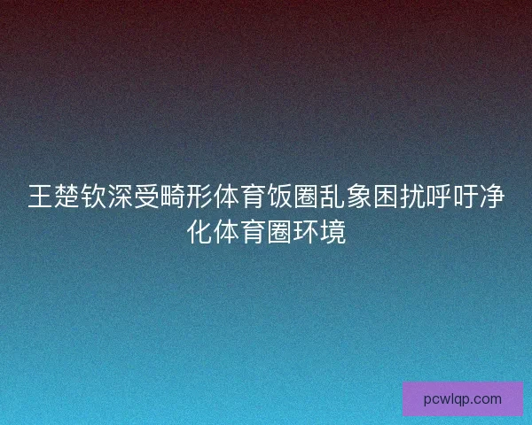王楚钦深受畸形体育饭圈乱象困扰呼吁净化体育圈环境