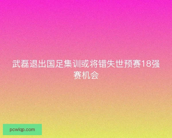 武磊退出国足集训或将错失世预赛18强赛机会